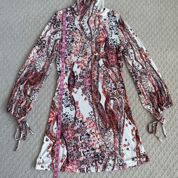 Free People All Dolled Up Knit Mini Dress Ivory Paisley Small NWT Boho Fall - Picture 15 of 16